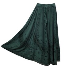 Boho Maxi Skirt Embroidered Flare Viscose Net UK Size 8 10 12 14 16 18 20 22 24 