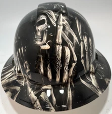 New Full Brim Hard Hat Custom Hydro Dipped BAD ASS REAPER