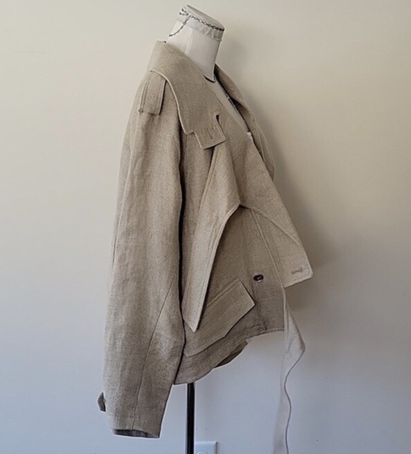 RARE NWT Alexander Wang Khaki Tan Burlap Linen Asymmetrical Unique Jacket image 4