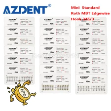 AZDENT Dental Orthodontic Brackets Metal Braces Mini Roth/MBT .022 Hooks 345/3