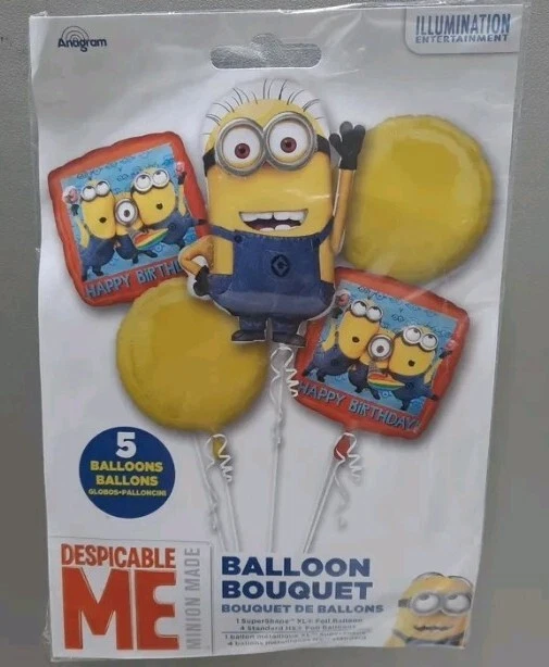 Despicable Me Minions Cumpleaños Lámina Globo Ramo Fiesta Favores Premios X 5 Bola Foto 2 de 4