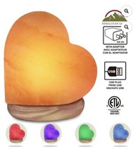 Himalayan Glow Heart Natural Salt Lamp USB Powered Calming Night Multi Color NIB