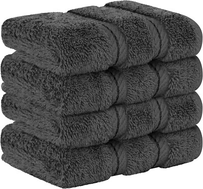 Luxury Washcloths for Bathroom, 100% Cotton 4 Washcloth Set of 4 Malibu Peach