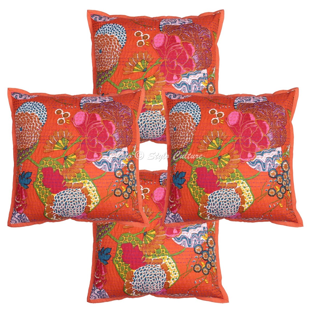 Decorative Home Decor 18 x 18 in Boho Cushion Cover Kantha Sofa Pillow Case