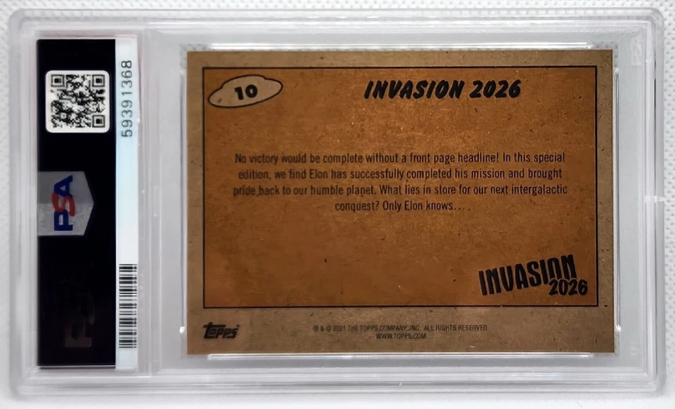PSA 10 Elon Musk 2021 Topps Mars Attack Invasion 2026 #10 Attacks On Demand - Image 2 of 2