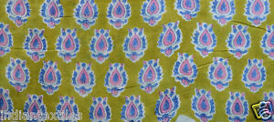 Nutural Art Indian Hand block Running 3 Yard Loose Cotton Fabrics Printed Decor 