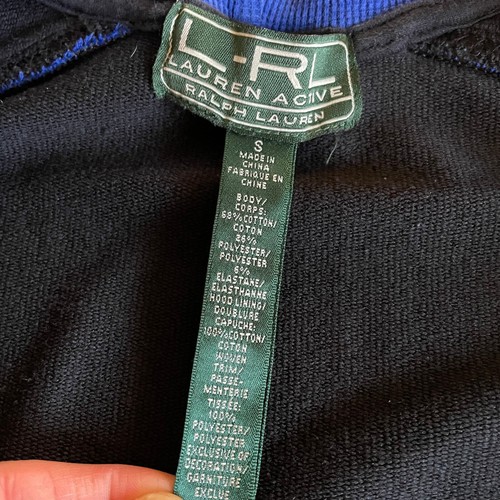 Ralph Lauren Active Crest Colorblock Hoodie Sweatshirt Womens Small Blue Black - Picture 7 of 11