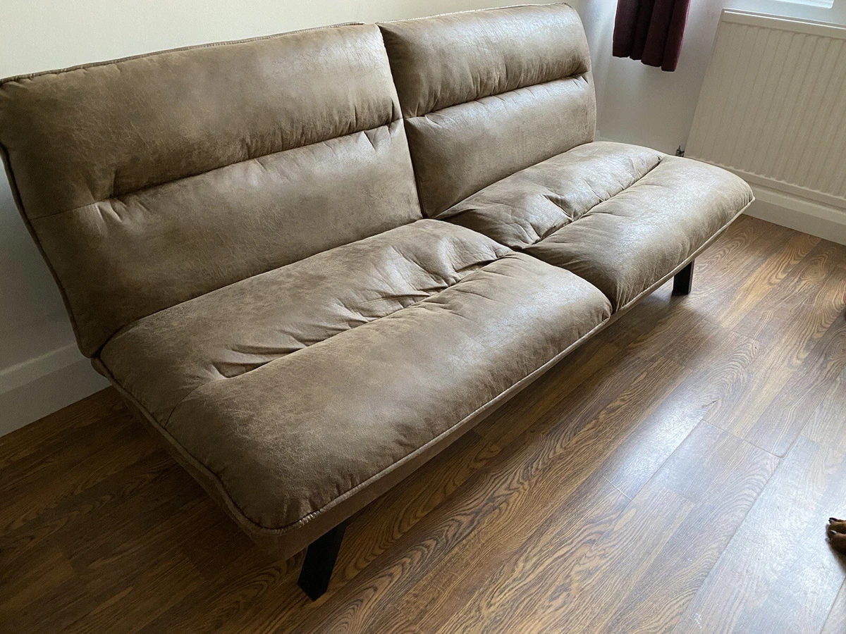 Air Leather Sofa Bed Padded Fabric 3 Seater Sofa Bed Function Used Brown