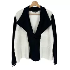 Ming Wang Jacket Professional Navy White Zip Up Long Sleeve Career Size XLP