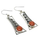 Artisan Red Turquoise Solid 925 Sterling Silver Earring 2.09"S28631