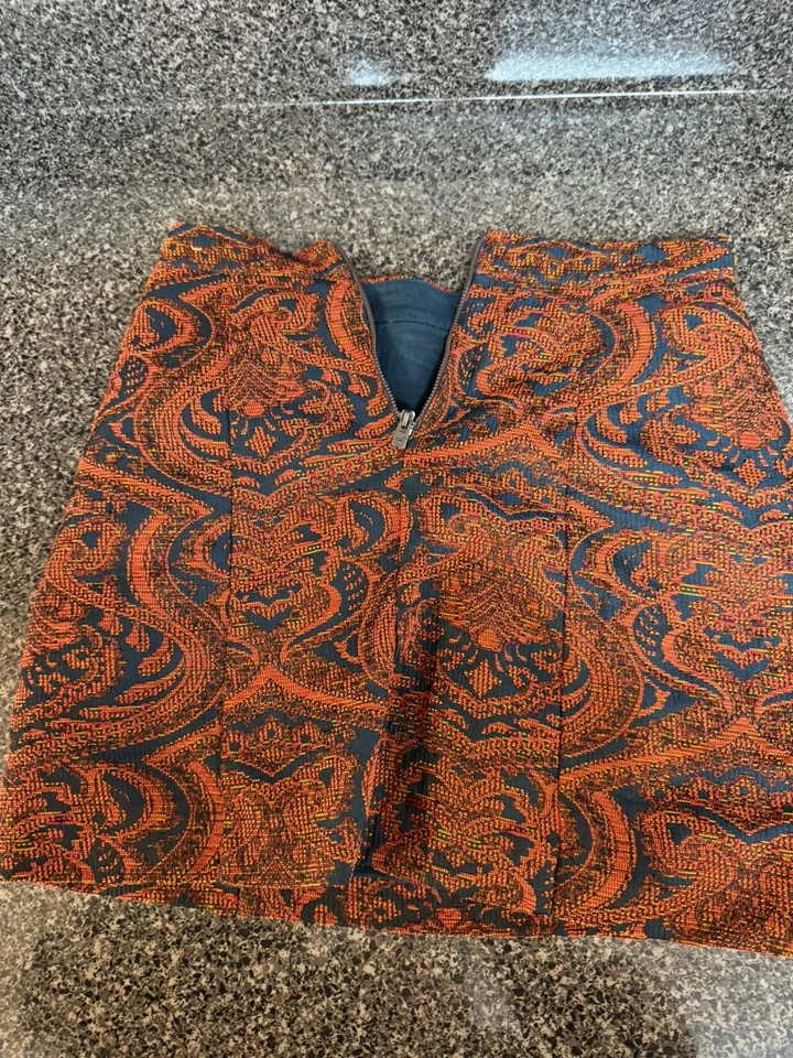 Remanente de tela de tapiz naranja azulado 15x15 falda tejida forrada pieza de artesanía Foto 4 de 4