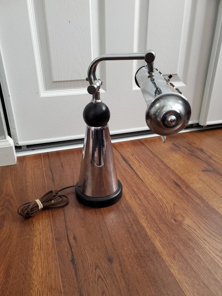 Lámpara de escritorio/mesa vintage de los años 50 cromada enrollable banqueros Art Deco brazo ajustable Foto 4 de 4