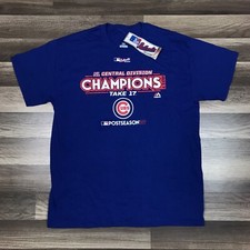 Chicago Cubs NL Central Division Champions Take 17 Shirt Blue Size Large NWT