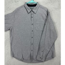 Eddie Bauer Flannel Shirt Adult XL Grey Logo Button Up Long Sleeve Pocket Mens