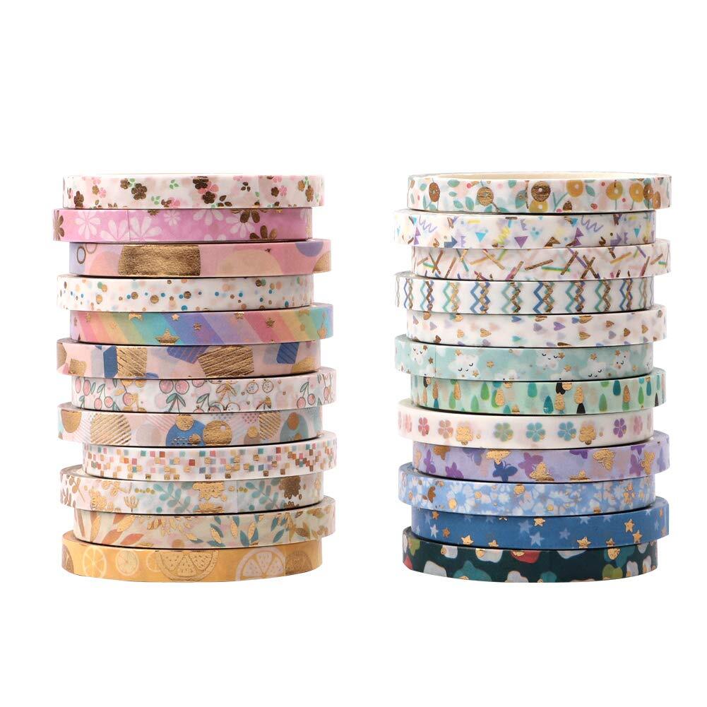 24 Rollen Washi Tape Set 4M Washi Masking Tape Dekorative Klebeband mit 24 v...