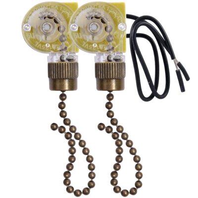 Ceiling Fan Light Switch Zing Ear ZE-109 Two-Wire Light Switch with Pull Cord...