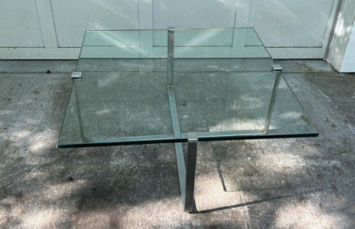 MCM Chrome & Glass Knoll, Barcelona Style Cocktail / Coffee  Table 39 
