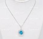 14k  White Gold  Natural Blue Zircon Diamond Pendant 5.81 ct  Baguette diamond — photo 4
