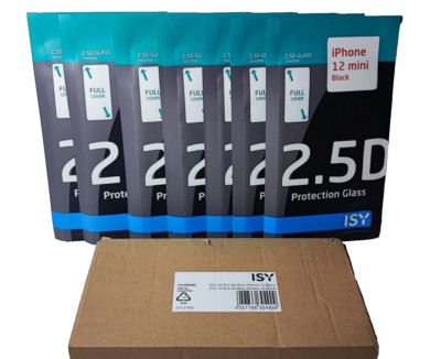 10er Pack ISY Bulk f. Apple I Phone 12 / 12 mini Black 2,50 HD Glass Full Cover