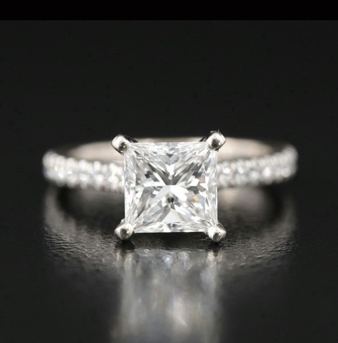 14k 1.70 ctw Diamond Ring GIA certified 1.50 Square Modified F SI1