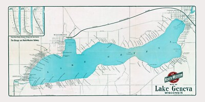 #ad 1906 Map of Lake Geneva Wisconsin $55.00