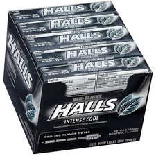 HALLS Extra Strong Menthol Throat Drops - 180 Drops, Cough Relief, 20 Packs