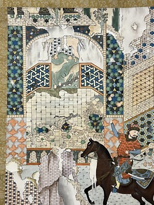 メゾチント　vintage Art Rare Huge Vtg Maitland Smith Ltd Asian Art Scroll Wall