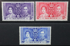 MAURITIUS 1937 KGVI King George VI Coronation. Set of 3. Mint HINGED. SG249/251.