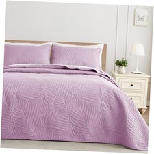 Queen Quilt Bedding Set, Lightweight Lilac Quilts Queen Full Size for All
