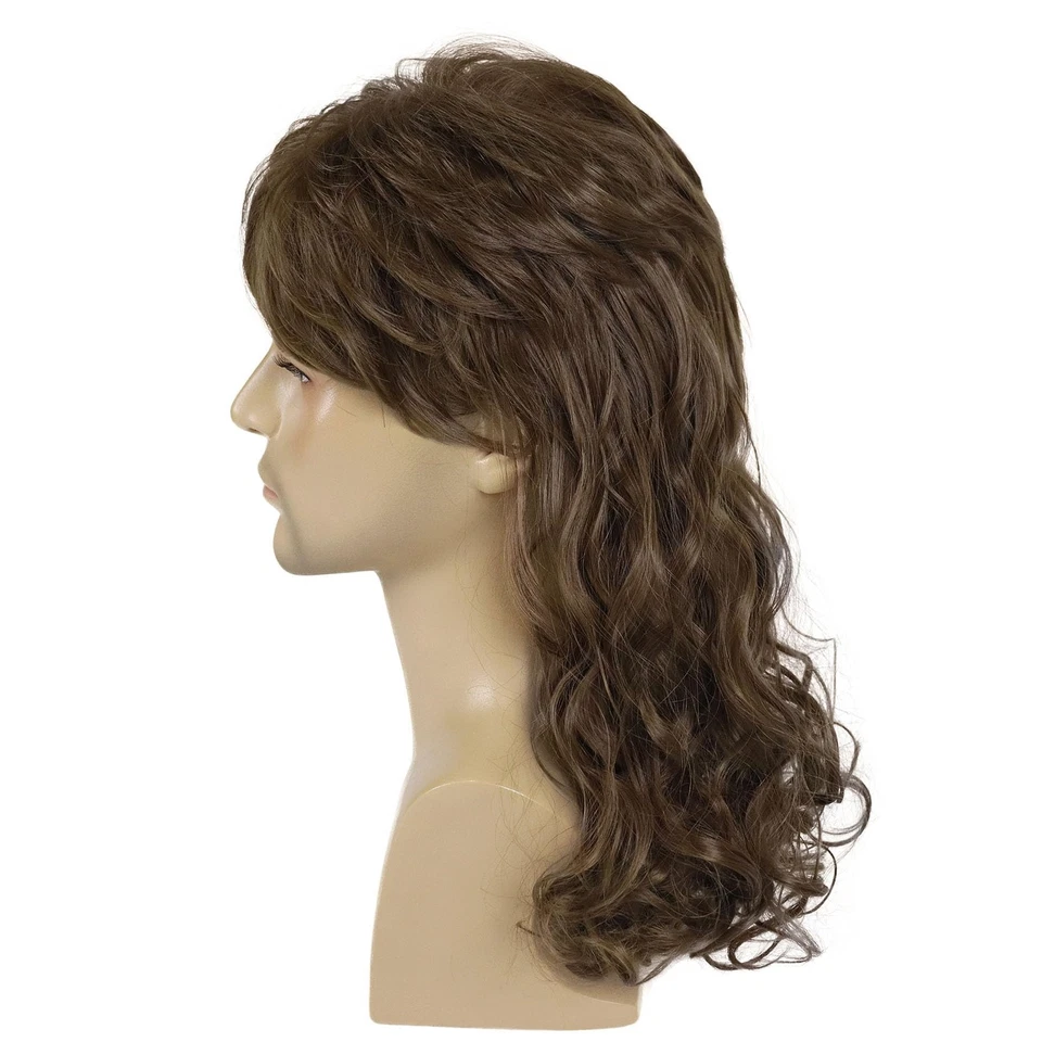 Peluca de salmonete pelucas divertidas para adultos para hombres peluca marrón pop rock pelucas de tierra Joe para años 70... Foto 3 de 4