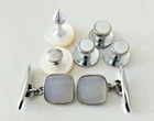 Vintage Mother of Pearl Cufflinks Tuxedo Shirt Studs & Collar Studs formal wear
