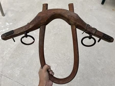 Antique Primitive Ox Yoke Hand Wrought Iron Blacksmith Signed 19C