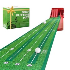 Indoor Golf Putting Mat Auto Ball Return 4 Reversible Flip Ramps Practice Aid