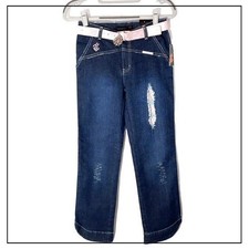 Rocawear Girls Bootcut Jeans 4 Blue Denim Rhinestone Embroidered Distressed Y2K