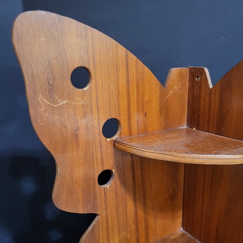 Vtg Handmade Wood Butterfly Wall Shelf Hanging 2 Shelves Knick Knack Display 14" - Picture 2 of 24