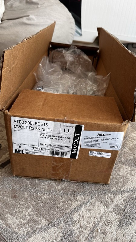 American Electric Lighting (AEL) ATB0 roadway luminaire intended for outdoor use
