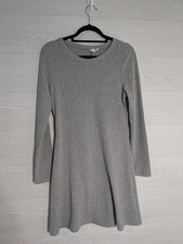 GAP Gray Ribbed Chevron Knit Mini Sweater Dress Medium M Long Sleeve Fit & Flare
