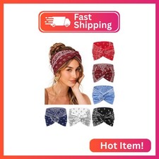 REOTECALL Extra Wide Headbands for Women 6 Pack, 7.08 Inch Non Slip Soft Bandana