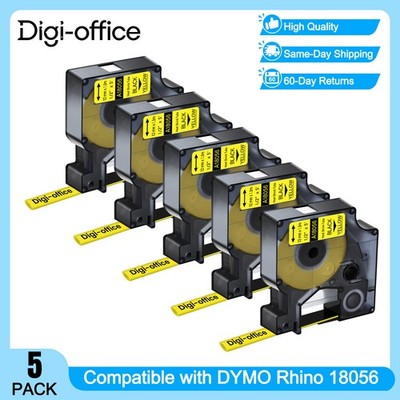 5PK 18056 IND Heat-Shrink Tube 12mm BlackYellow for DYMO Rhino PRO 1000 5000