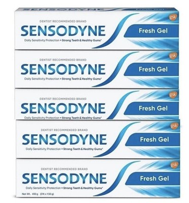 Sensodyne Toothpaste Fresh Gel for daily sensitivity protection (150 gm x 5)