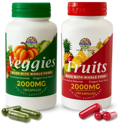 Garden OF Health Fruits Veggies 2000mg Enzymes Blend Whole Food 240 Capsulee
