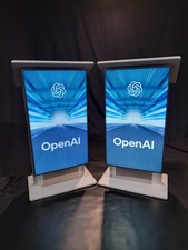 1 Pair 2 Digital Face Lecterns 43" Samsung Monitors with Wheeled Crates