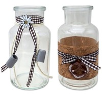 Tischdeko Oktoberfest Bayrisch 2 Vasen Glas Raute Braun Party Deko