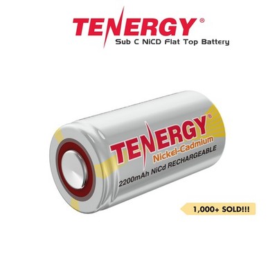 Tenergy Sub C 2200mAh NiCd Rechargeable Battery Flat Top for Power Tools No Tabs