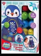 PlayGo Bath Toy Organizer Penguin  Four Suction Cups for Hanging  Bathtub Toys