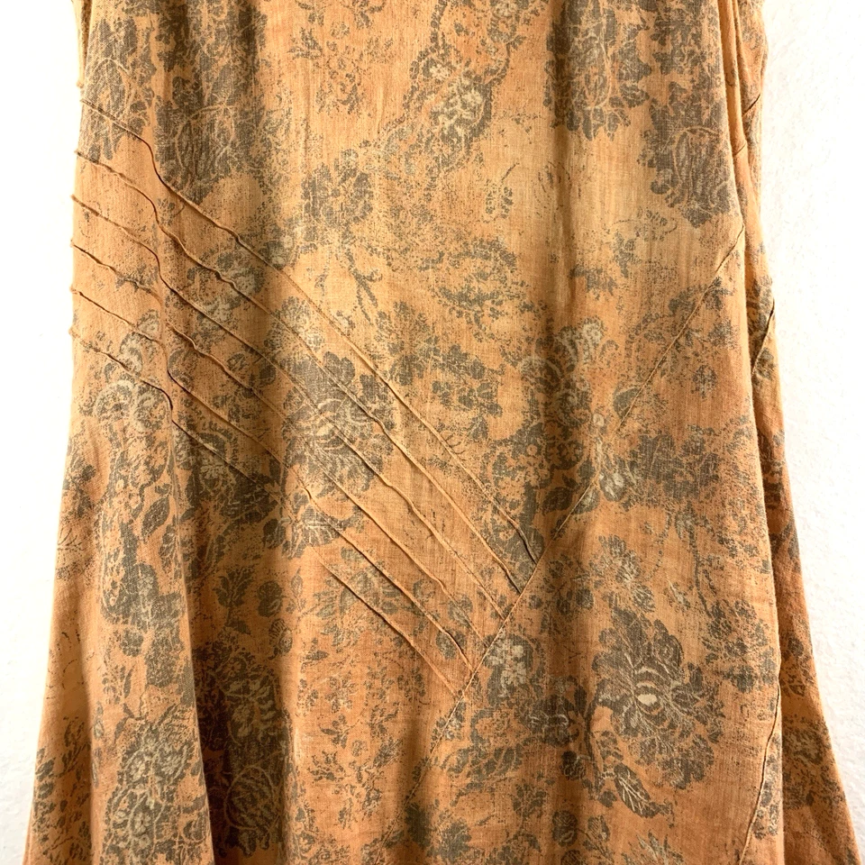 Maxi Vestido Puro Lino Mujer 100% Lino Floral Talla S Gran Tamaño Boho Hecho en Italia Foto 3 de 4