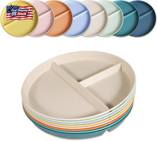 Divided Plates for Adults 8 Packs , Unbreakable Portion Control Plate Sectioned