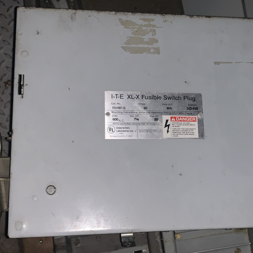ITE Fusible Switch Plug RV461G1 600A 600V AC/DC 3-Pole Metal Gray