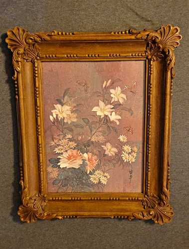 Vintage Homco 3330 Flowers Interior Floral Picture Syroco Wood Look Wall Hanging