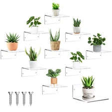 10 Pieces Small Floating Shelves for Wall 4'' Acrylic Mini Wall Shelf Acrylic...